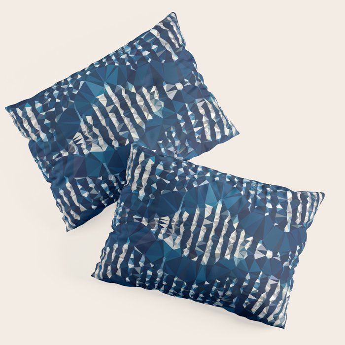 Blue Shibori African Indigo Low Poly Abstract Digital Art Painting Pillow Sham Gallery Image 3