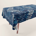 Blue Shibori African Indigo Low Poly Abstract Digital Art Painting Tablecloth Gallery Image 1