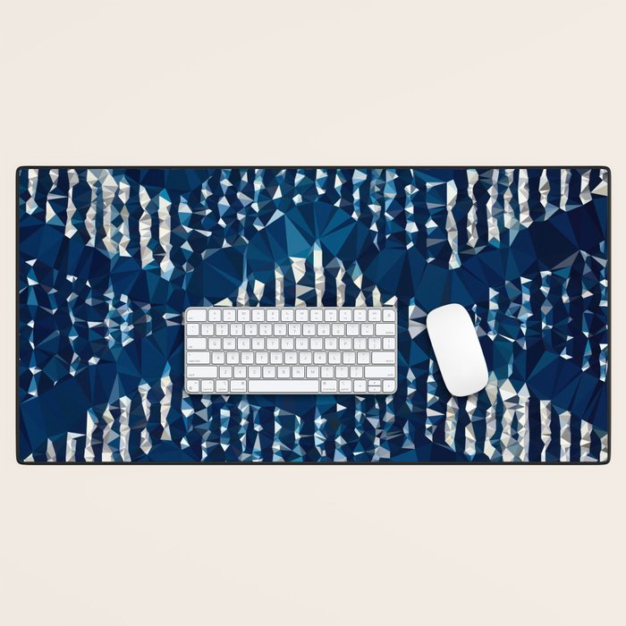Blue Shibori African Indigo Low Poly Abstract Digital Art Painting Desk Mat Gallery Image 1