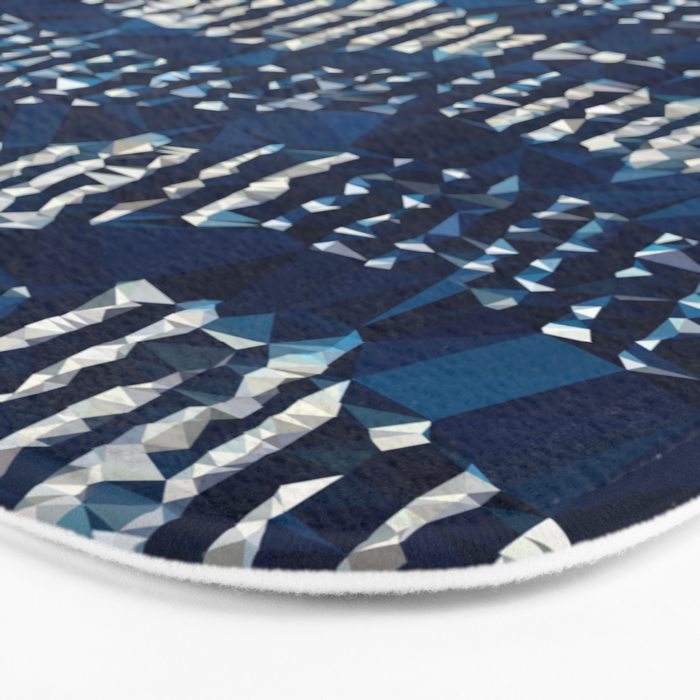 Blue Shibori African Indigo Low Poly Abstract Digital Art Painting Bath Mat Gallery Image 3