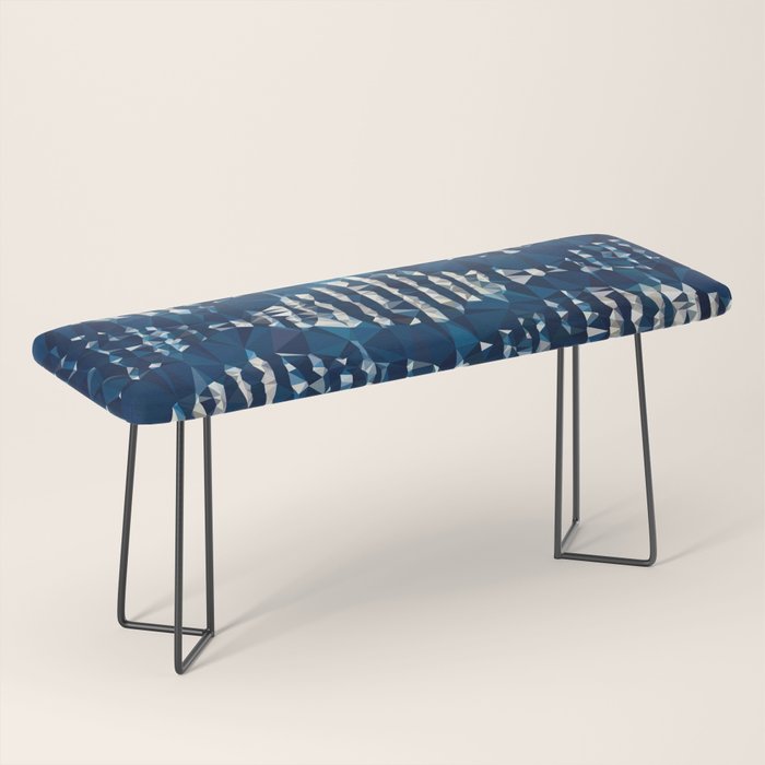Blue Shibori African Indigo Low Poly Abstract Digital Art Painting Bench Gallery Image 1