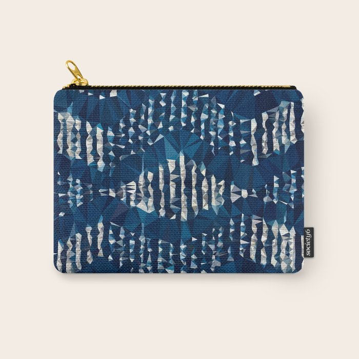 Blue Shibori African Indigo Low Poly Abstract Digital Art Painting Carry All Pouch Gallery Image 1