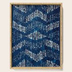 Blue Shibori African Indigo Low Poly Abstract Digital Art Painting Serving Tray Gallery Image 1