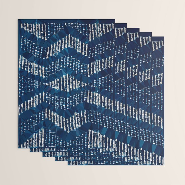 Blue Shibori African Indigo Low Poly Abstract Digital Art Painting Wrapping Paper Gallery Image 3
