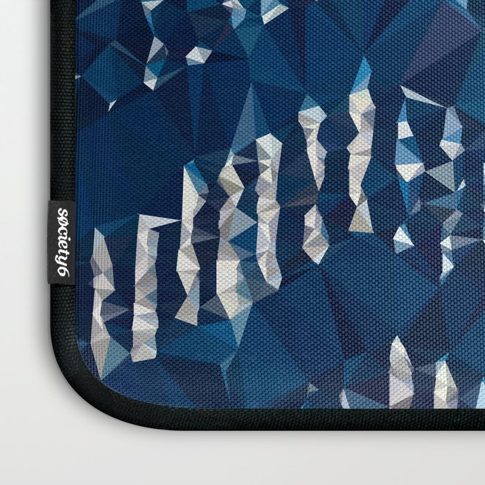 Blue Shibori African Indigo Low Poly Abstract Digital Art Painting Laptop Sleeve Gallery Image 3