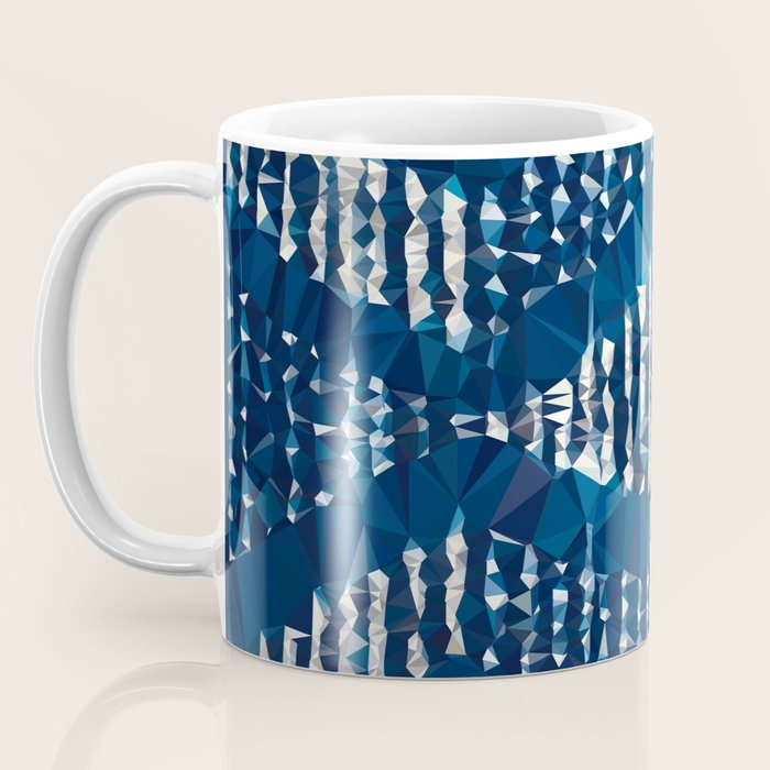 Blue Shibori African Indigo Low Poly Abstract Digital Art Painting Coffee Mug Gallery Image 3