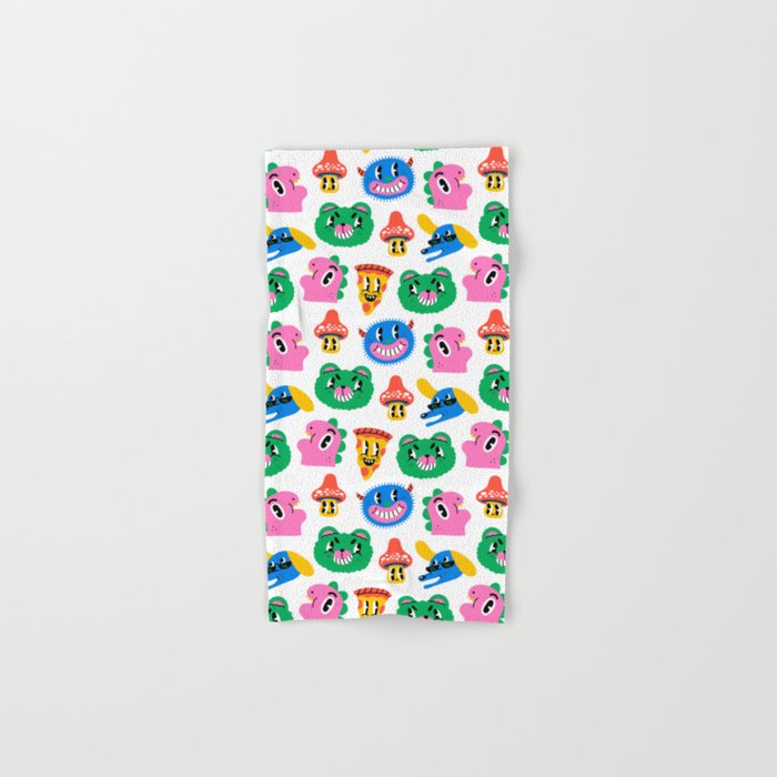Funny retro cartoon character mascot pattern Bath Towel Gallery Image 1