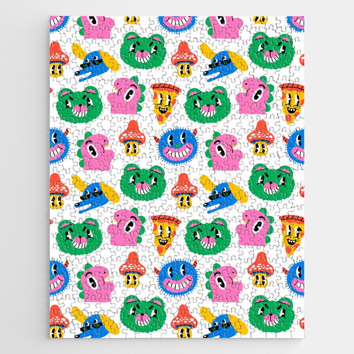 Funny retro cartoon character mascot pattern Jigsaw Puzzle Gallery Image 1