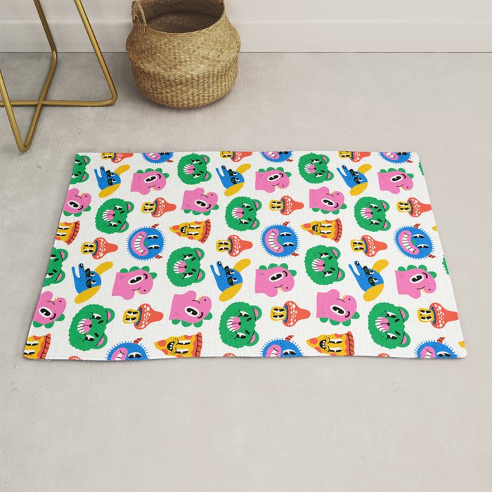 Funny retro cartoon character mascot pattern Rug Gallery Image 1