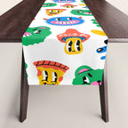 Funny retro cartoon character mascot pattern Table Runner Gallery Image 1