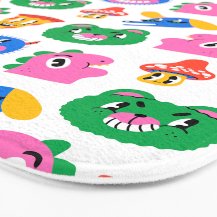 Funny retro cartoon character mascot pattern Bath Mat Gallery Image 3