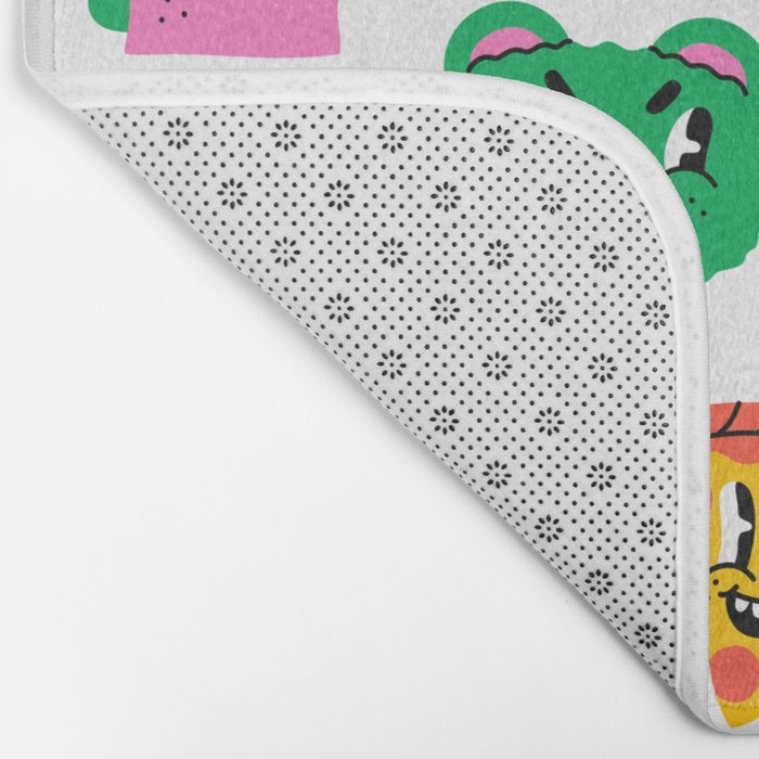 Funny retro cartoon character mascot pattern Bath Mat Gallery Image 2