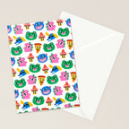 Funny retro cartoon character mascot pattern Stationery Card Gallery Image 2