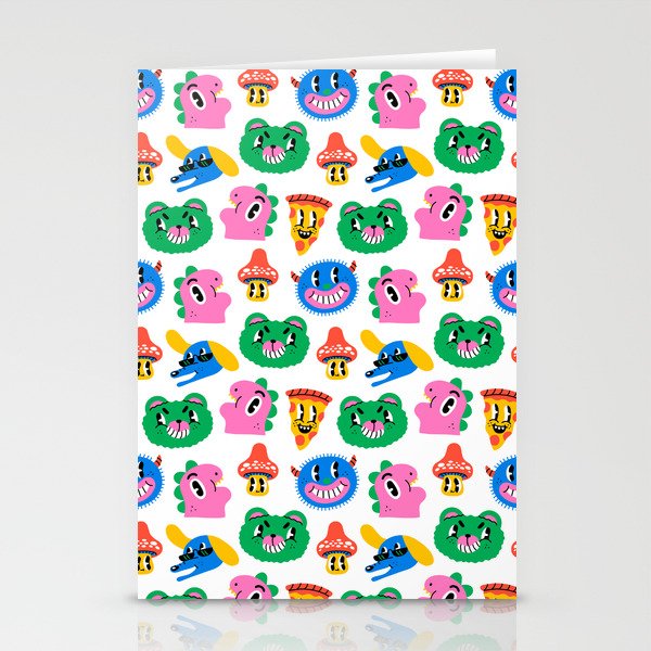 Funny retro cartoon character mascot pattern Stationery Card Gallery Image 2
