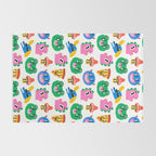 Funny retro cartoon character mascot pattern Rug Gallery Image 2