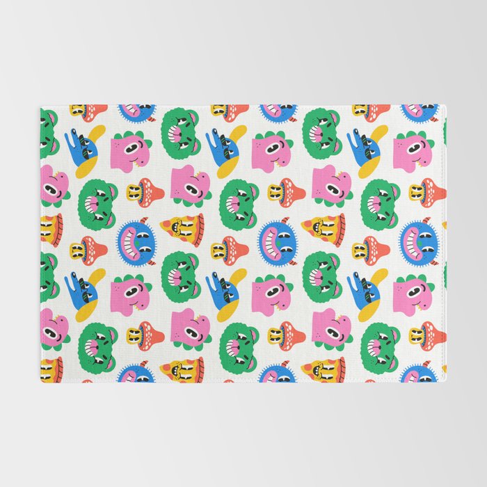 Funny retro cartoon character mascot pattern Rug Gallery Image 2