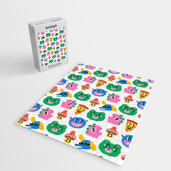 Funny retro cartoon character mascot pattern Jigsaw Puzzle Gallery Image 2