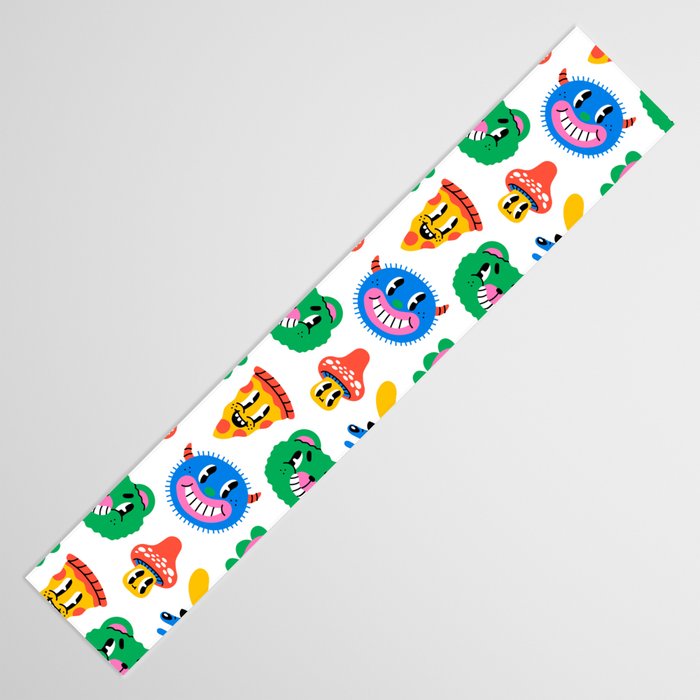 Funny retro cartoon character mascot pattern Table Runner Gallery Image 3