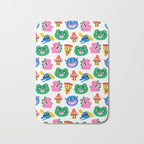 Funny retro cartoon character mascot pattern Bath Mat Gallery Image 1