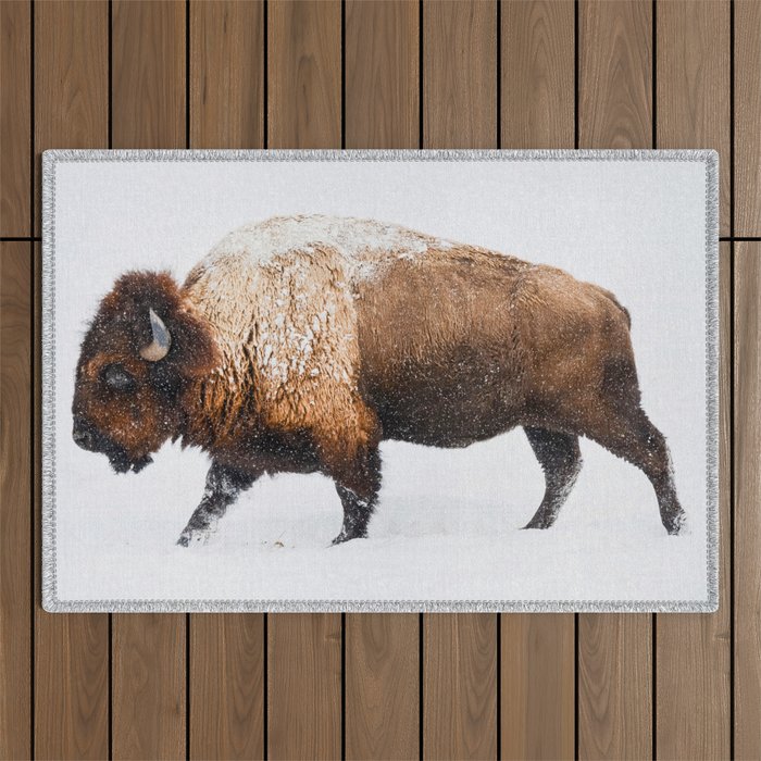 Buffalo In The Snow Outdoor Rug Gallery Image 1