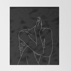 Nude figure illustration - Celina Black Throw Blanket Gallery Image 2