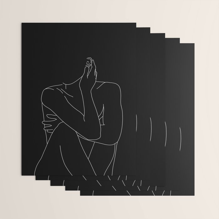 Nude figure illustration - Celina Black Wrapping Paper Gallery Image 3
