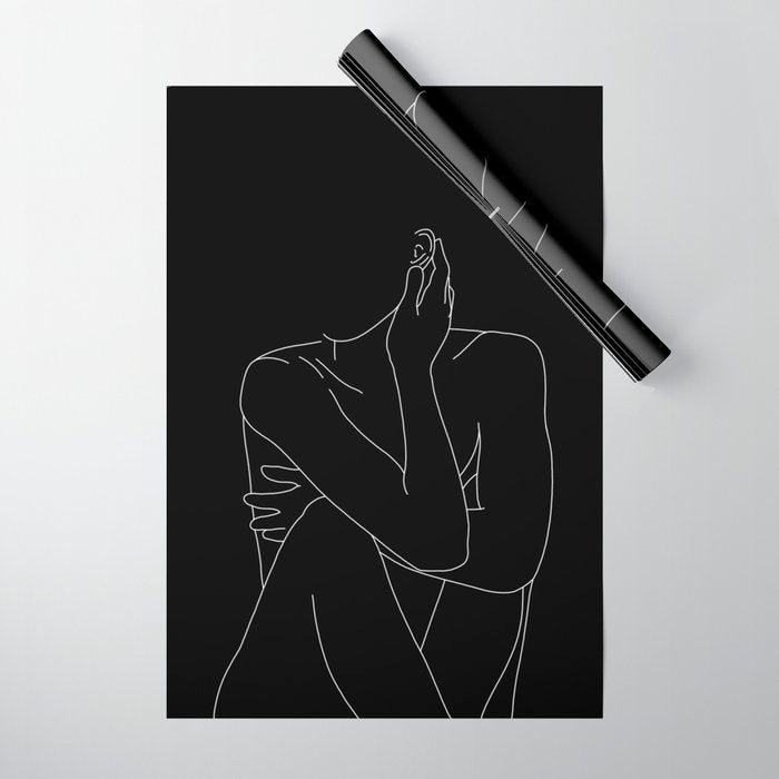 Nude figure illustration - Celina Black Wrapping Paper Gallery Image 1