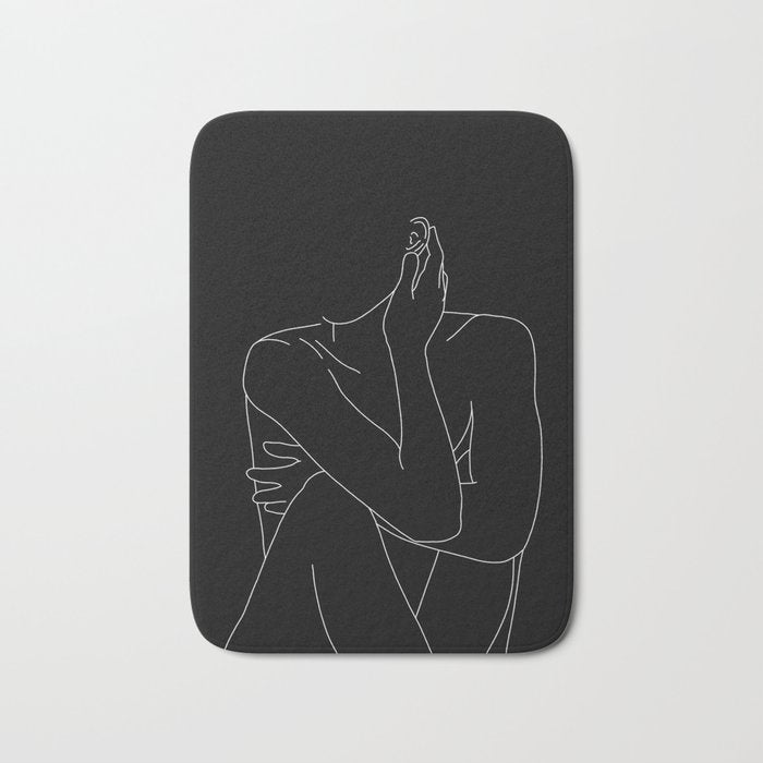 Nude figure illustration - Celina Black Bath Mat Gallery Image 1