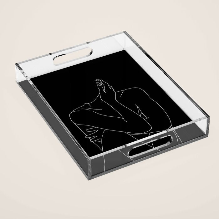 Nude figure illustration - Celina Black Acrylic Tray Gallery Image 1