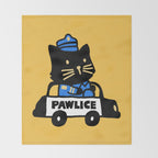 Here comes the cat pawlice Throw Blanket Gallery Image 2