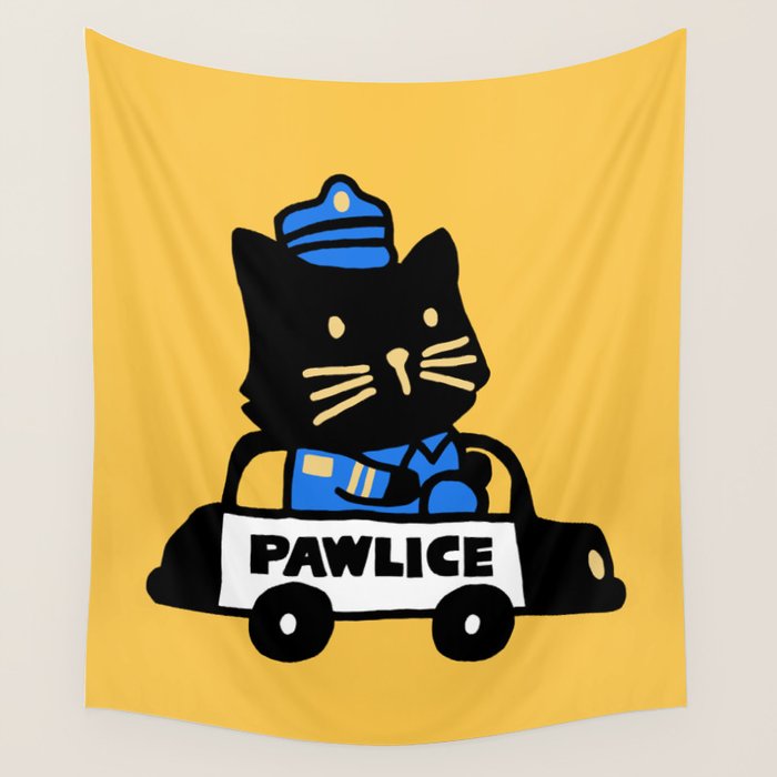 Here comes the cat pawlice Wall Tapestry Gallery Image 4