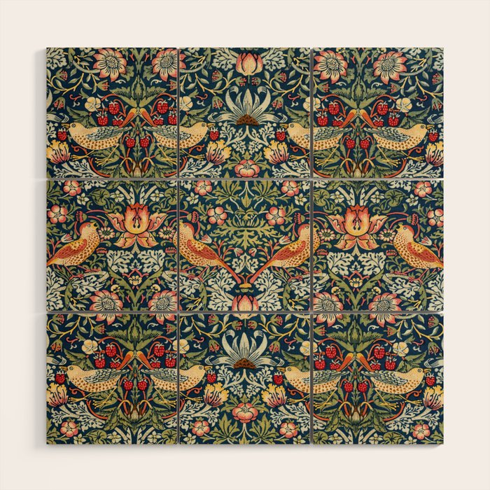Vintage William Morris Strawberry Thief  Wood Wall Art Gallery Image 1