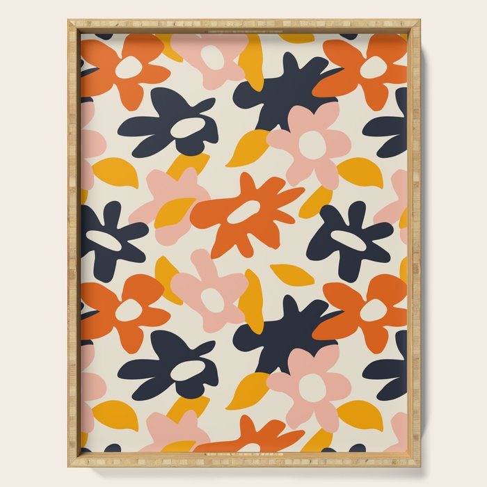 Abstract flower art pattern Serving Tray Gallery Image 1