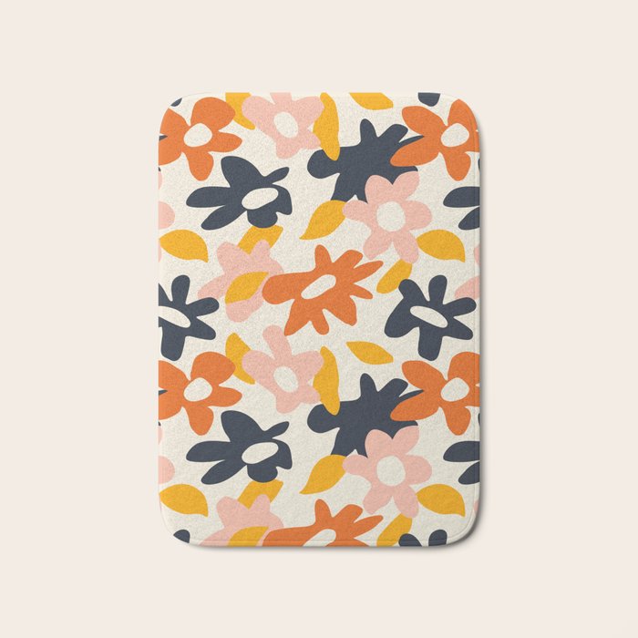 Abstract flower art pattern Bath Mat Gallery Image 1