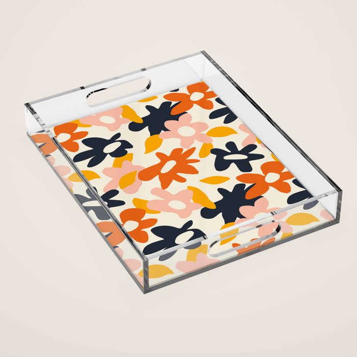 Abstract flower art pattern Acrylic Tray Gallery Image 1