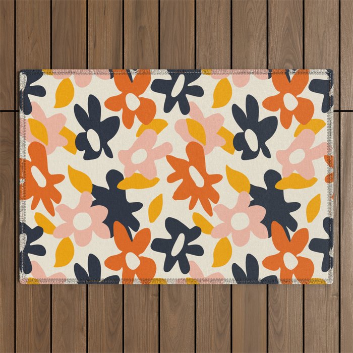 Abstract flower art pattern Outdoor Rug Gallery Image 1