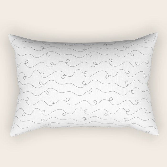 Fun black and white line doodle art pattern Rectangular Pillow Gallery Image 2
