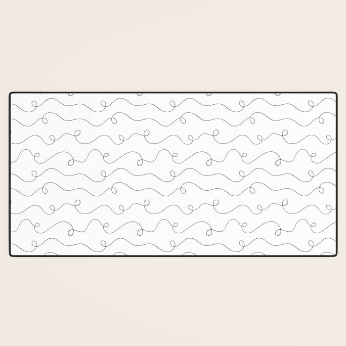 Fun black and white line doodle art pattern Desk Mat Gallery Image 3