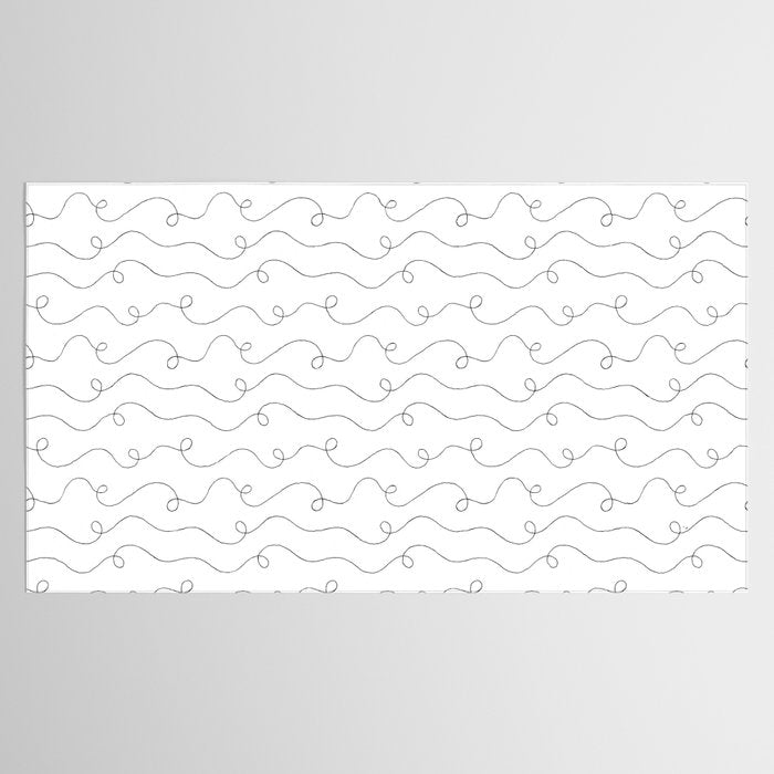 Fun black and white line doodle art pattern Tablecloth Gallery Image 2