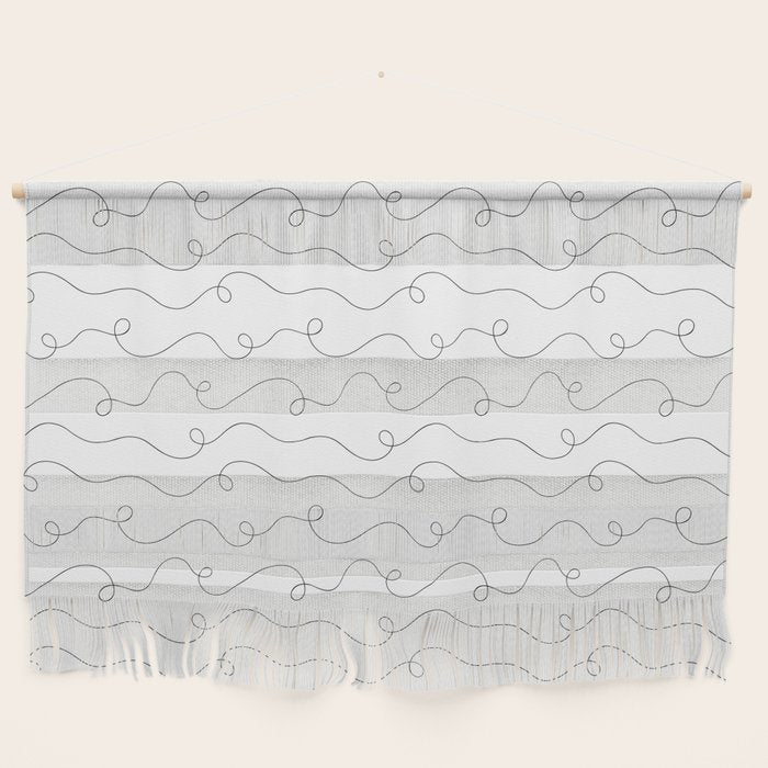 Fun black and white line doodle art pattern Wall Hanging Gallery Image 1