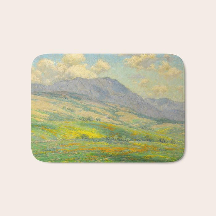 Granville Redmond Hazy Day in Antelope Valley, 1932 Oil Painting Vintage American Art Bath Mat Gallery Image 1