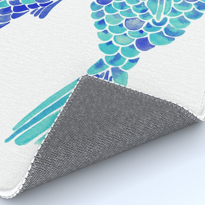 Indonesian Fish Duo - Navy & Turquoise Palette Rug Gallery Image 4