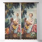 Antique 19th Century Romantic Lovers French Aubusson Tapestry Window Curtain Gallery Image 5