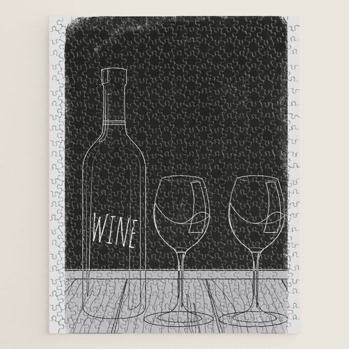 Minimalist Black and White Wine Glasses Jigsaw Puzzle Gallery Image 1