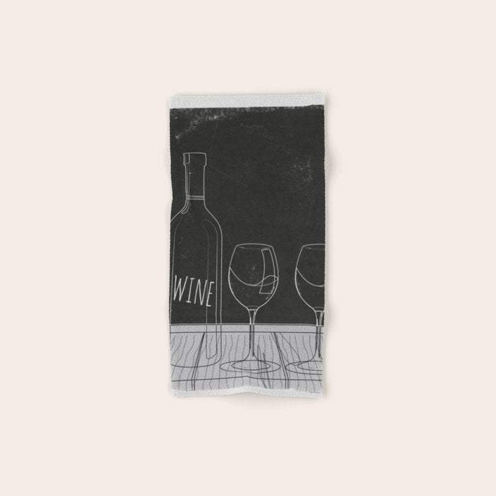 Minimalist Black and White Wine Glasses Bath Towel Gallery Image 1