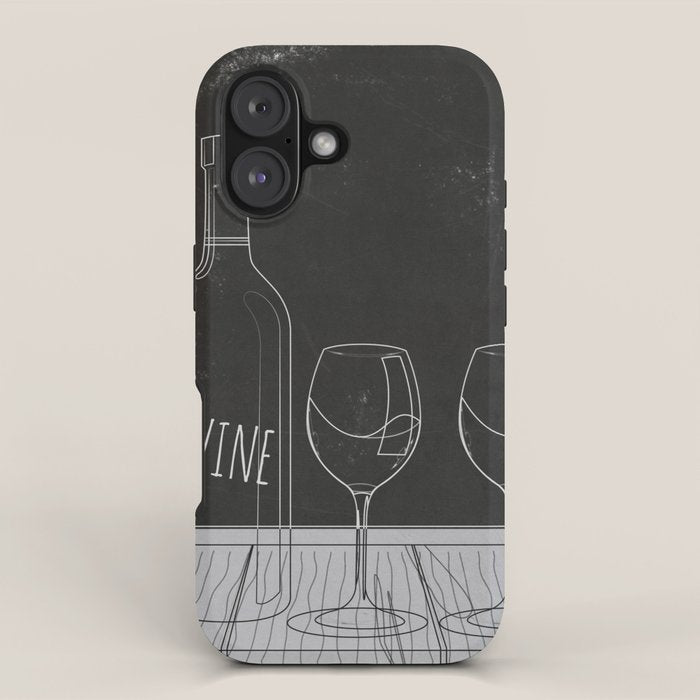 Minimalist Black and White Wine Glasses iPhone Case Gallery Image 1