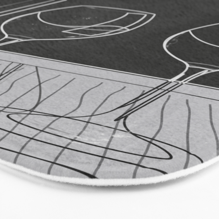Minimalist Black and White Wine Glasses Bath Mat Gallery Image 3