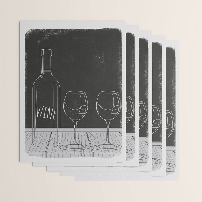 Minimalist Black and White Wine Glasses Wrapping Paper Gallery Image 3