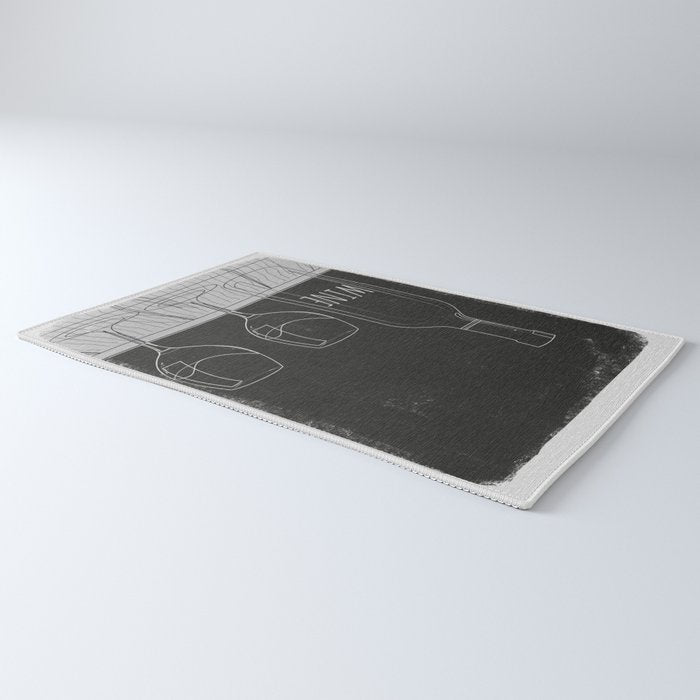 Minimalist Black and White Wine Glasses Rug Gallery Image 3