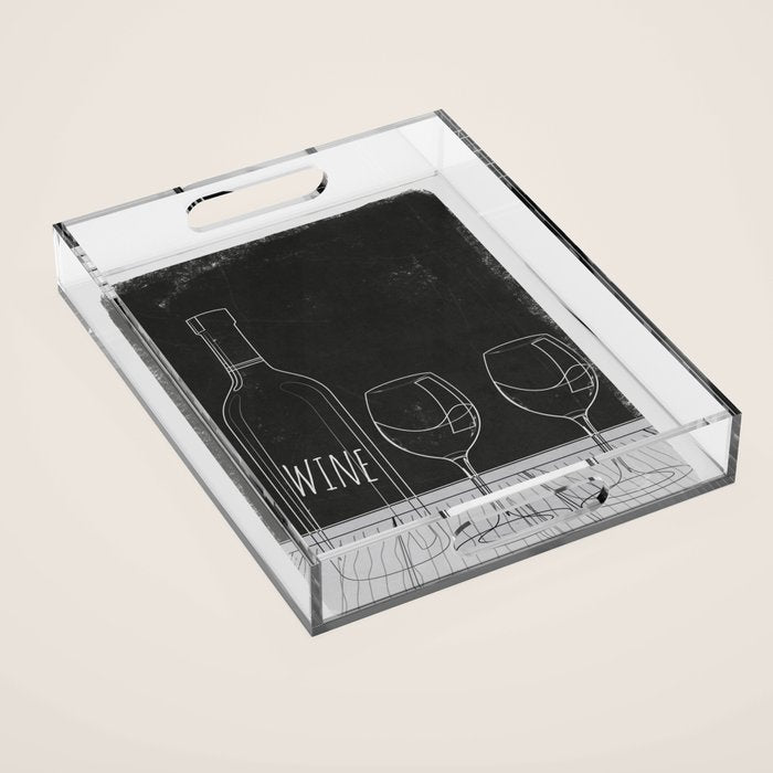 Minimalist Black and White Wine Glasses Acrylic Tray Gallery Image 1